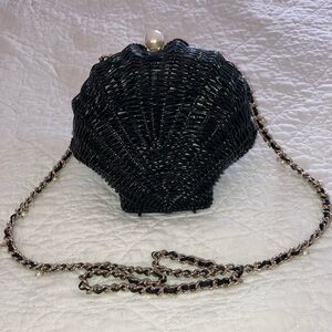 Kate Spade Black Wicker Shell Handbag